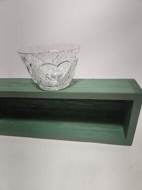 Vintage Clear Pressed Glass Heart & Diamond Pattern Serving Bowl 7" Candy Fruit